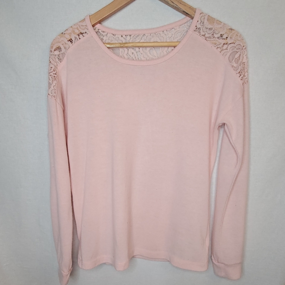 Ardene Pink  Floral Design Long Sleeve Comfy Top